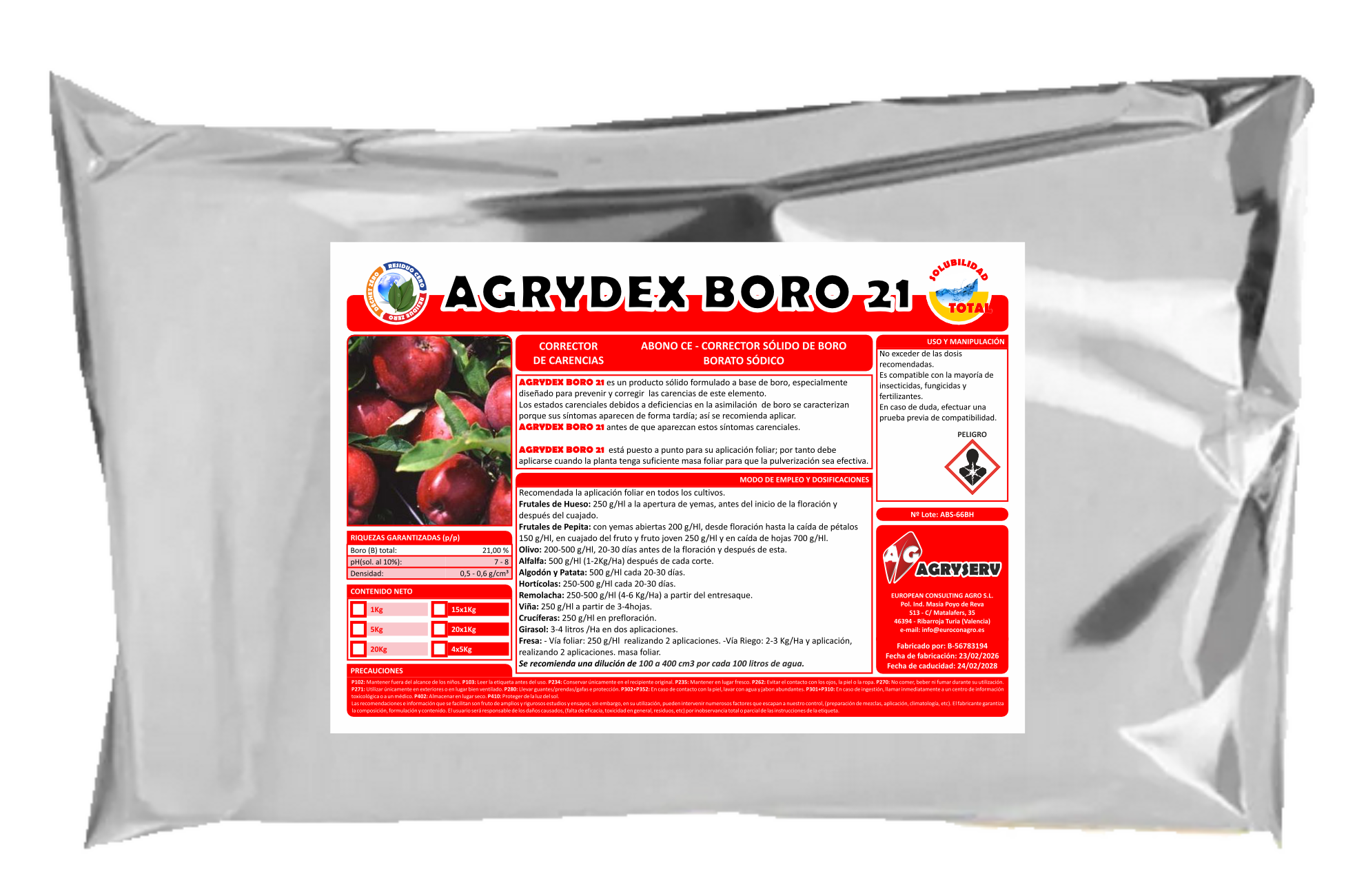 Envase AGRYDEX BORO 21