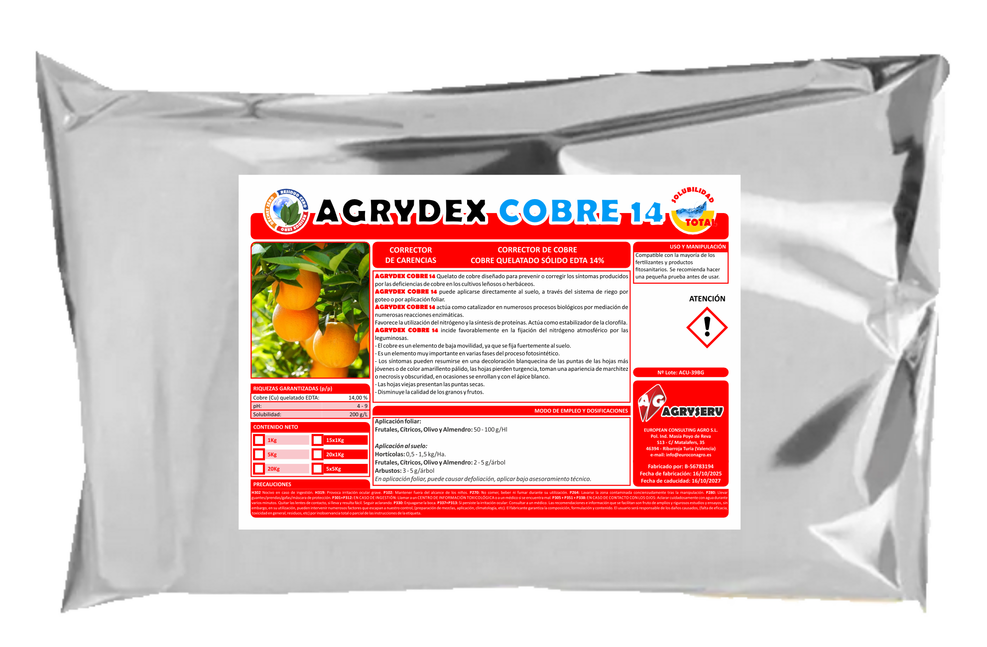 Envase AGRYDEX COBRE 14