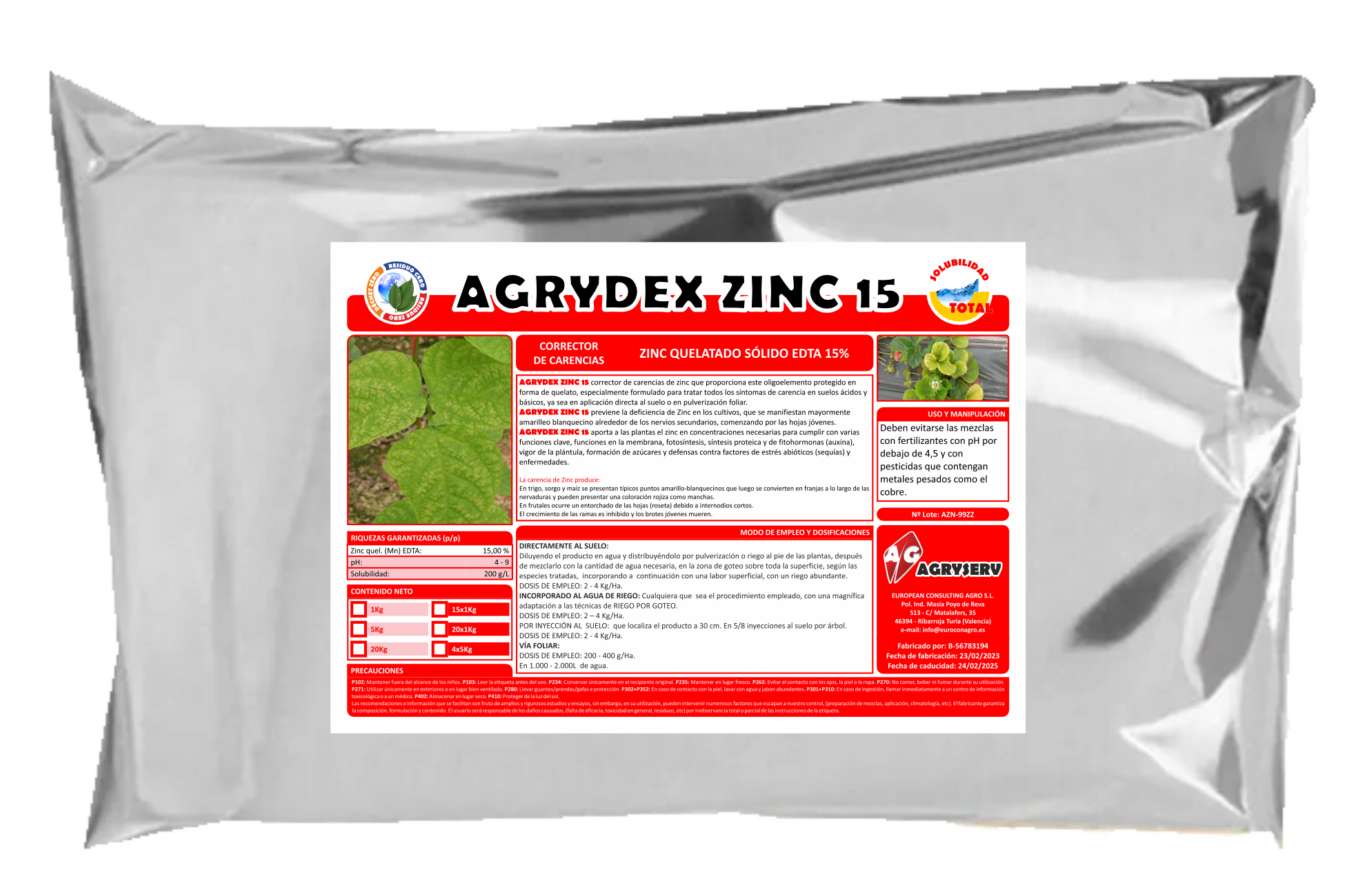 Envase AGRYDEX ZINC 15
